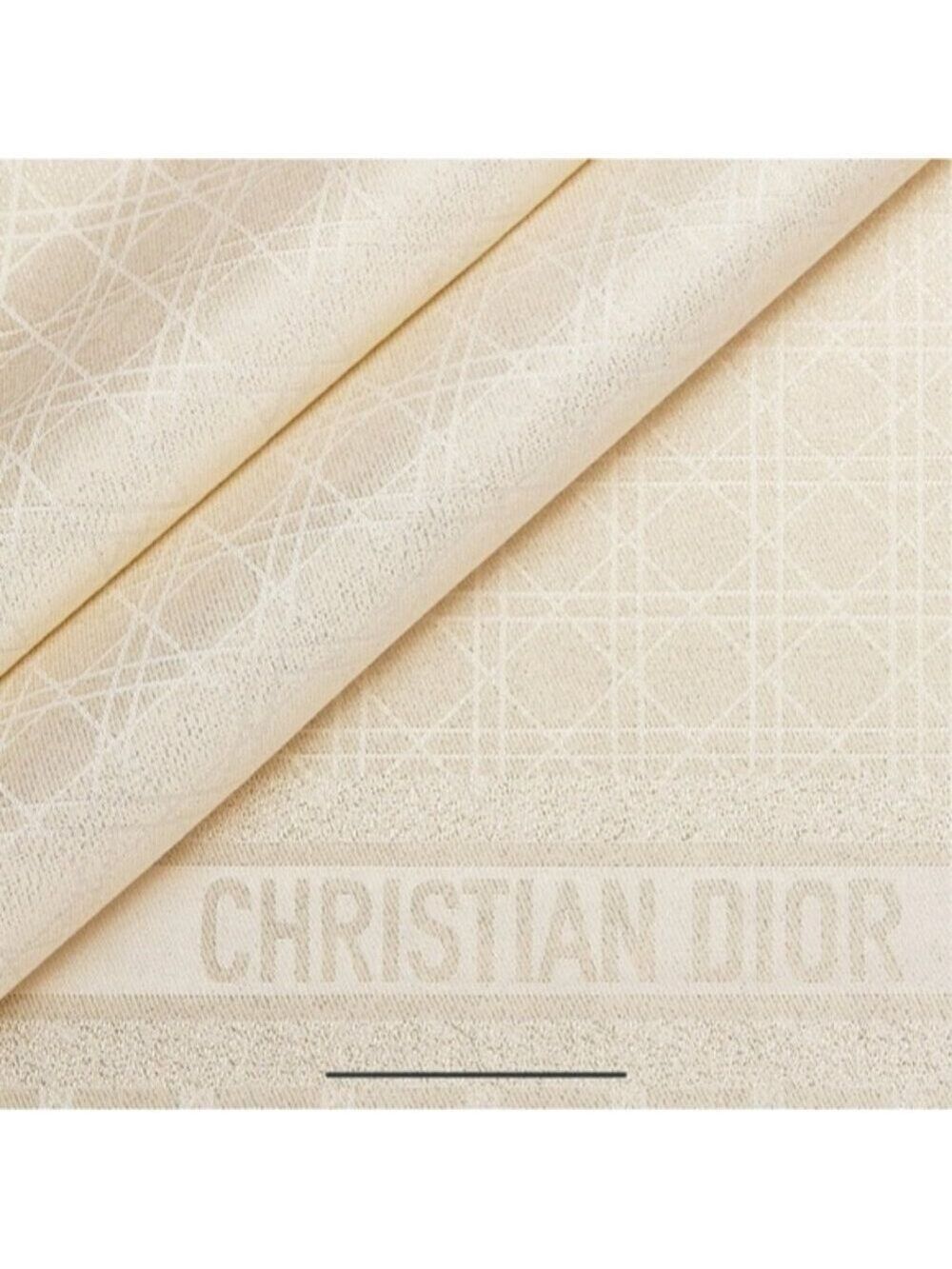 CHRISTIAN DIOR | Cannage Jacquard Large Scarf Shawl blue silk cashmere - Picture 7 of 9